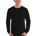 Black blank long-sleeve crewneck T-shirt, front view