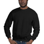 Black blank crewneck sweatshirt, front view