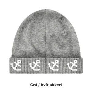 Akkerishúfa – jacquard-prjónuð húfa með akkerum, lágt snið · 2