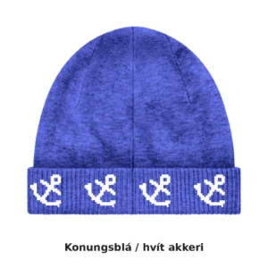 Akkerishúfa – jacquard-prjónuð húfa með akkerum, lágt snið · 3