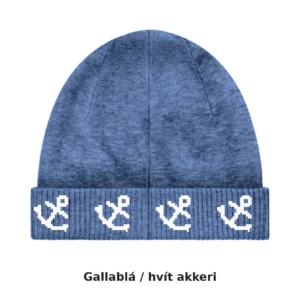 Akkerishúfa – jacquard-prjónuð húfa með akkerum, lágt snið · 4