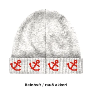 Akkerishúfa – jacquard-prjónuð húfa með akkerum, lágt snið · 5