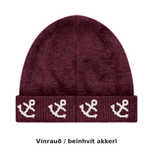 Akkerishúfa – jacquard-prjónuð húfa með akkerum, lágt snið · 12