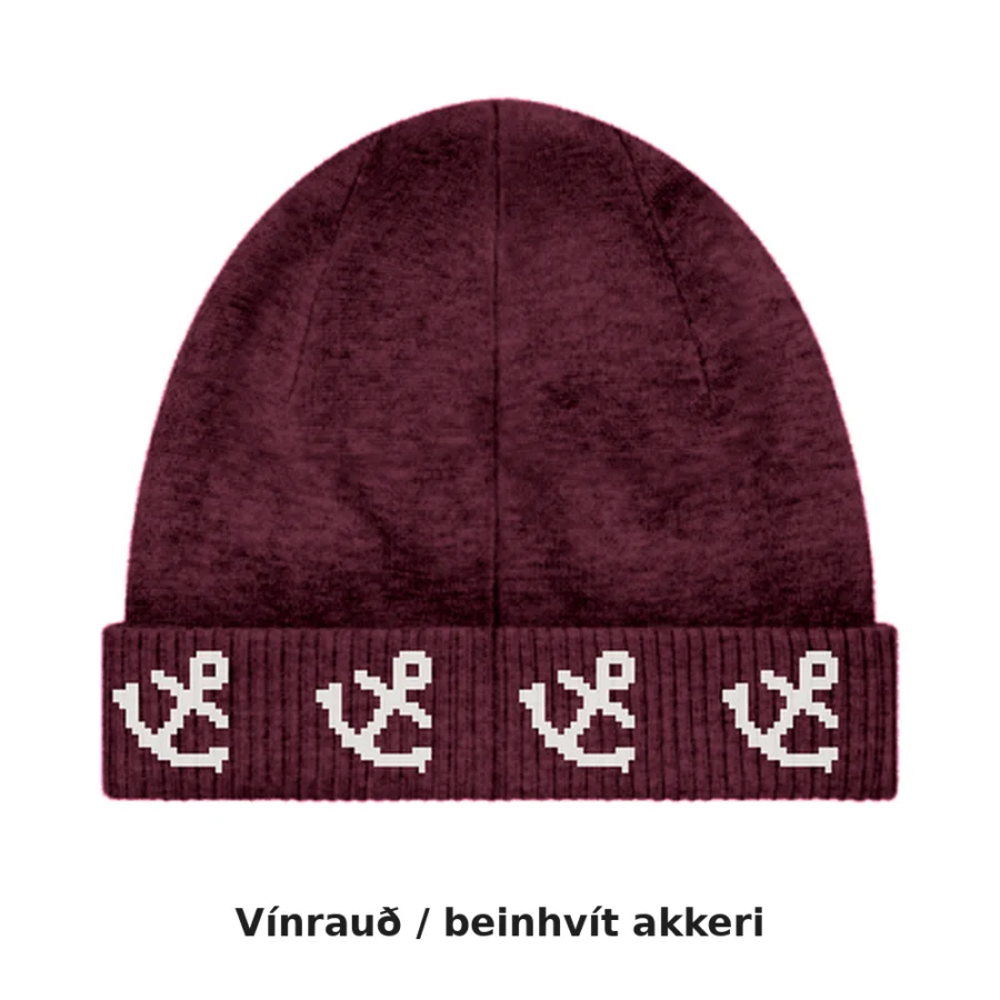 Sýnimynd – Vínrauð / beinhvít akkeri – tölvugerð mynd