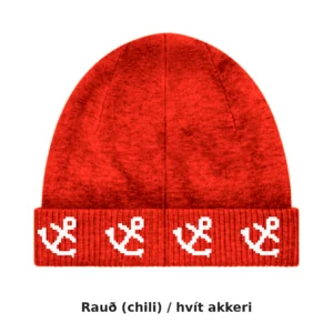 Akkerishúfa – jacquard-prjónuð húfa með akkerum, lágt snið · 13