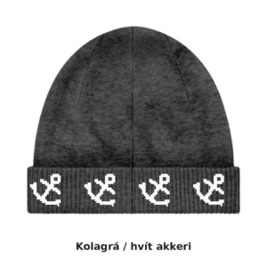 Akkerishúfa – jacquard-prjónuð húfa með akkerum, lágt snið · 14
