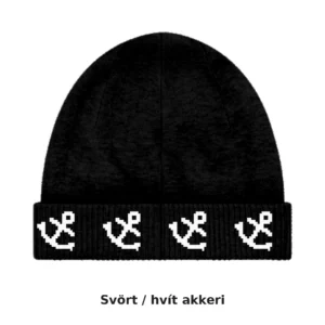 Akkerishúfa – jacquard-prjónuð húfa með akkerum, lágt snið · 15